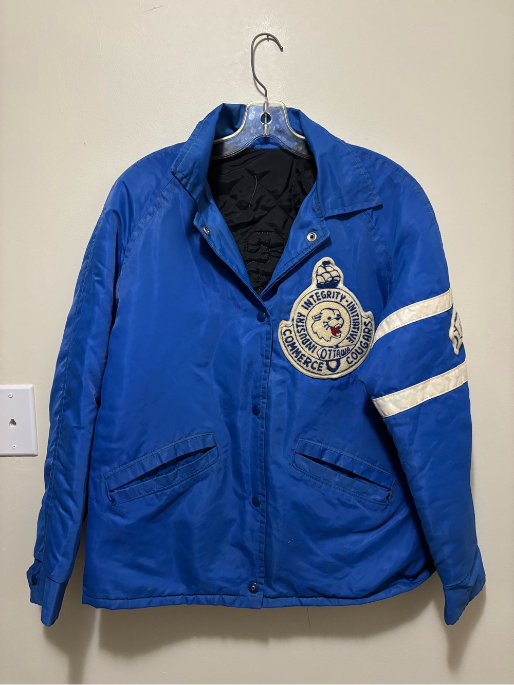 Vintage HSC Ottawa Cougars "Kelly" Custom Chenille Patch Varsity Coach Jacket